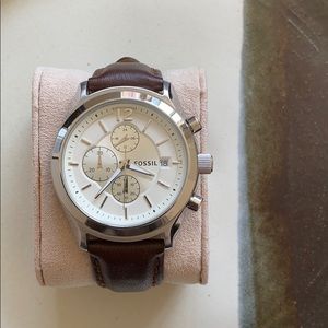 Fossil watch brown and silver